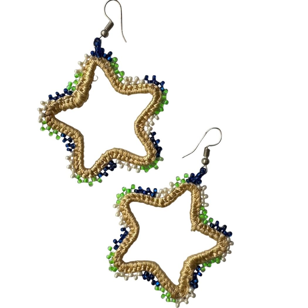 Star Beaded Hoop Earrings