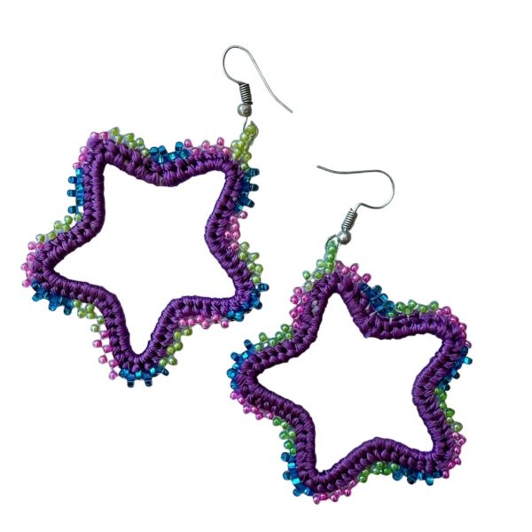 Star Beaded Hoop Earrings