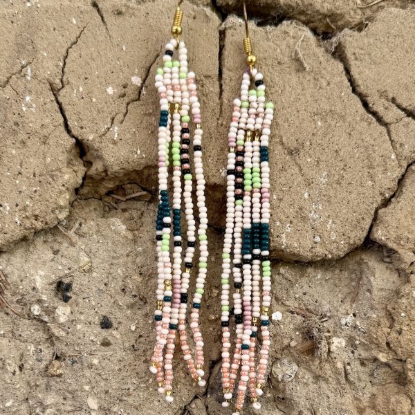 Waterfall Long Beaded Fringe Earrings