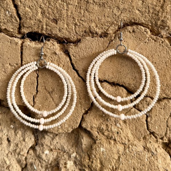 Triple Beaded Hoop Earrings