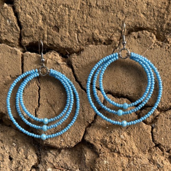 Triple Beaded Hoop Earrings