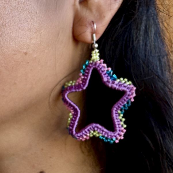 Star Beaded Hoop Earrings