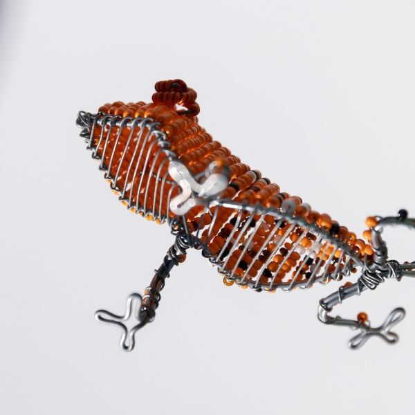 Picture of chameleon beaded wire figurine