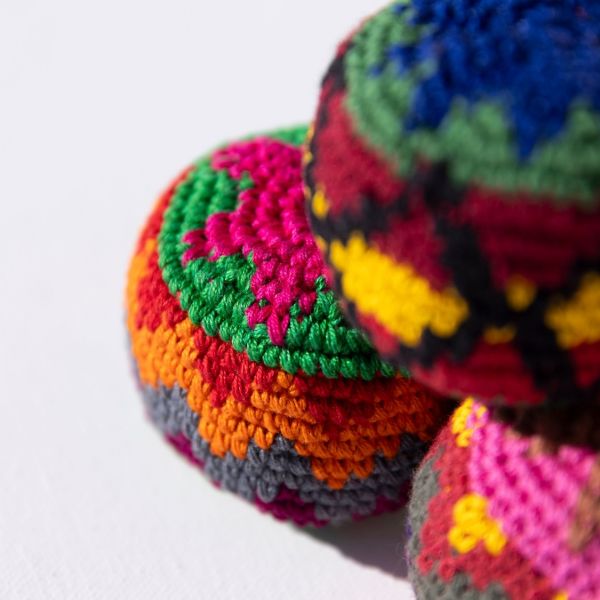Multicolor Crocheted Footbag Ball