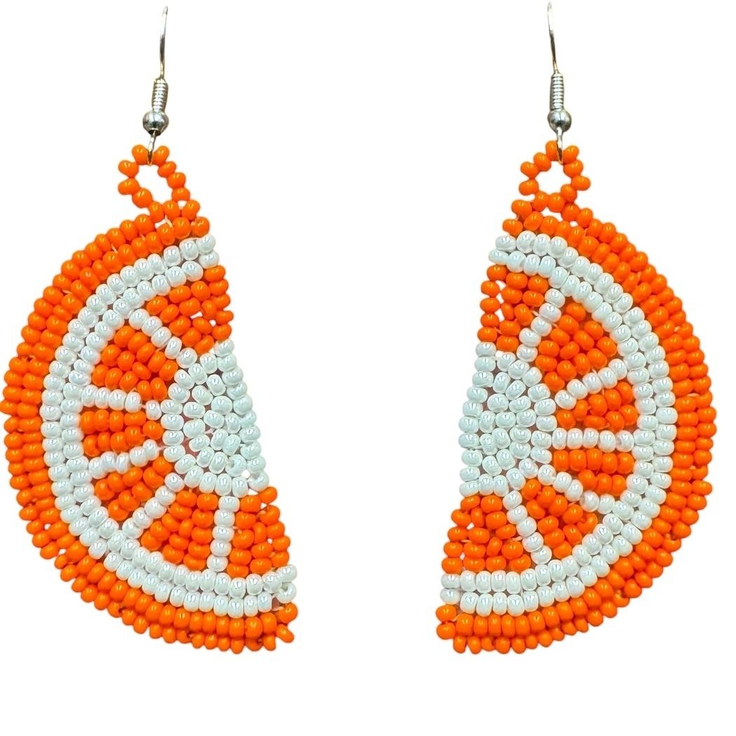 Orange Slice Beaded Earrings