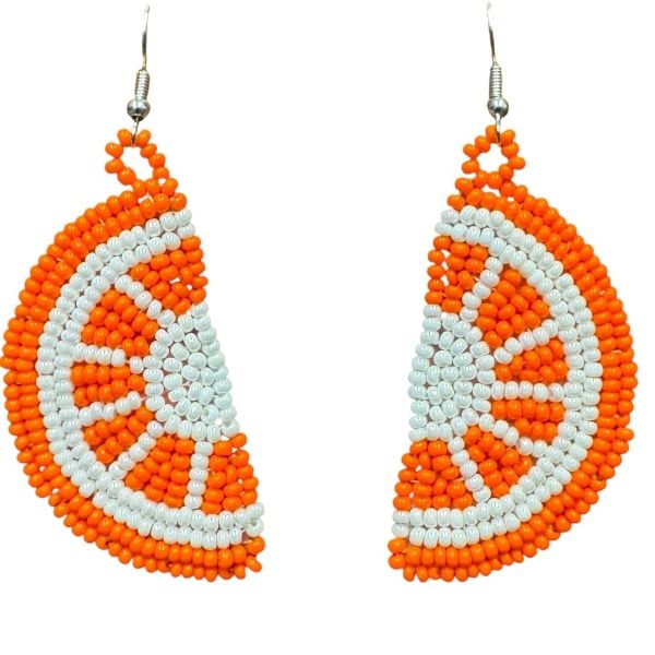 Orange Slice Beaded Earrings