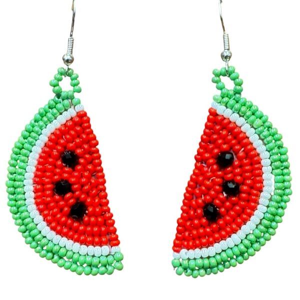 Picture of beaded watermelon earrings