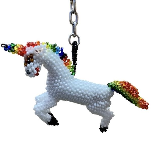 Unicorn Beaded Keychain