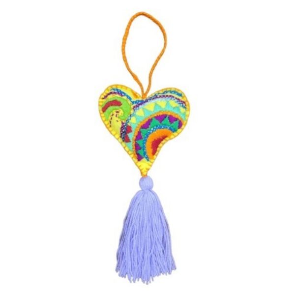 Picture of heart embroidered felt ornament