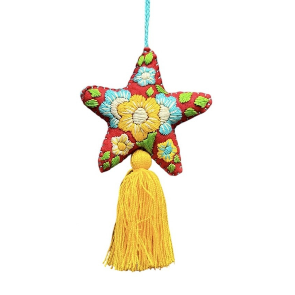 Picture of star embroidered felt ornament