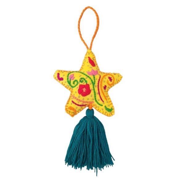 Picture of star embroidered felt ornament