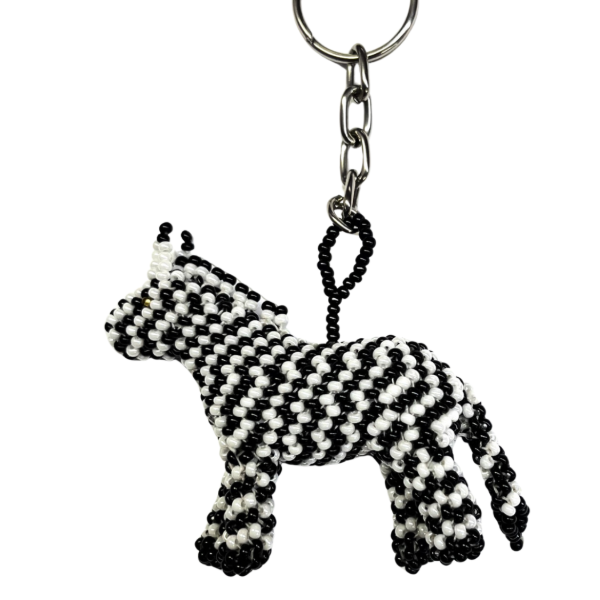 Zebra Beaded Keychain