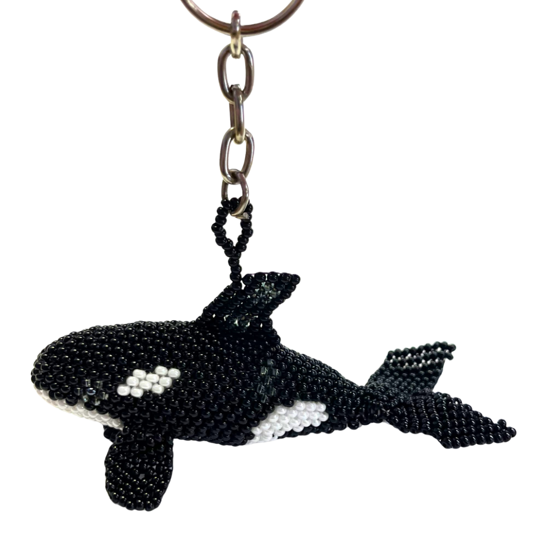 Orca Beaded Keychain