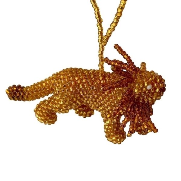 Lion with Mane Beaded Ornament