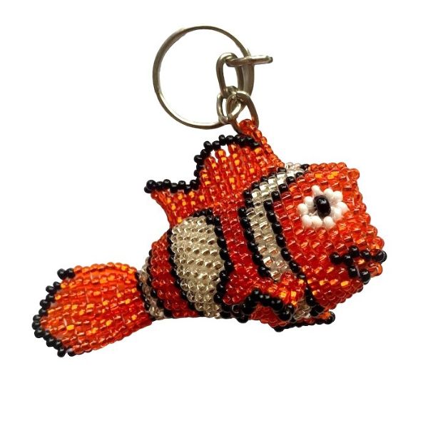 Clownfish Beaded Keychain