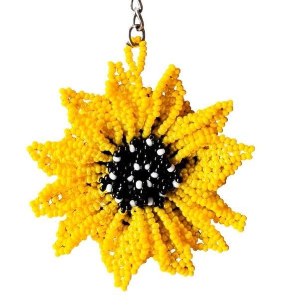 Sunflower Beaded Keychain