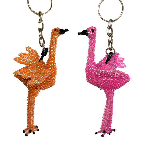 Flamingo Beaded Keychain