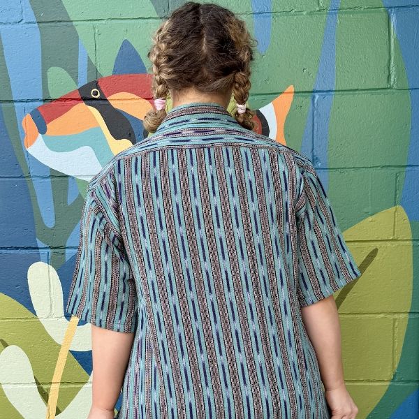 Picture of ikat short sleeve button up shirt