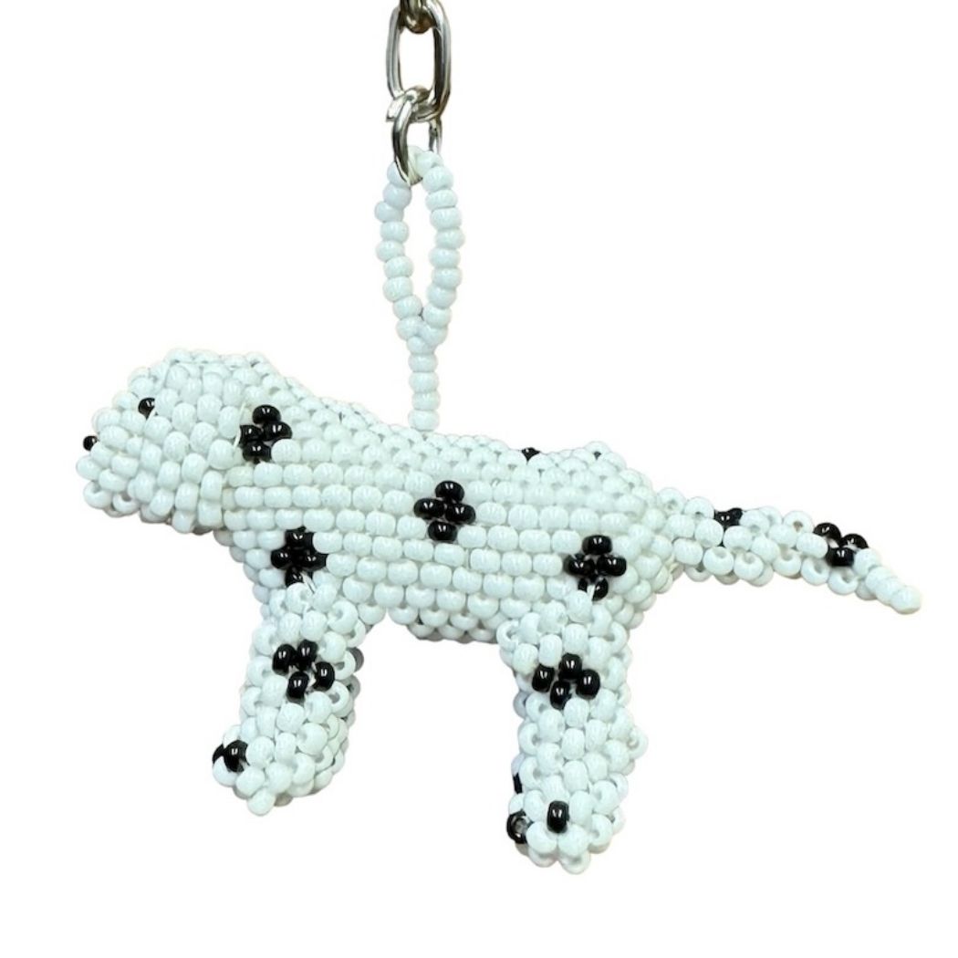 Dalmatian Beaded Keychain