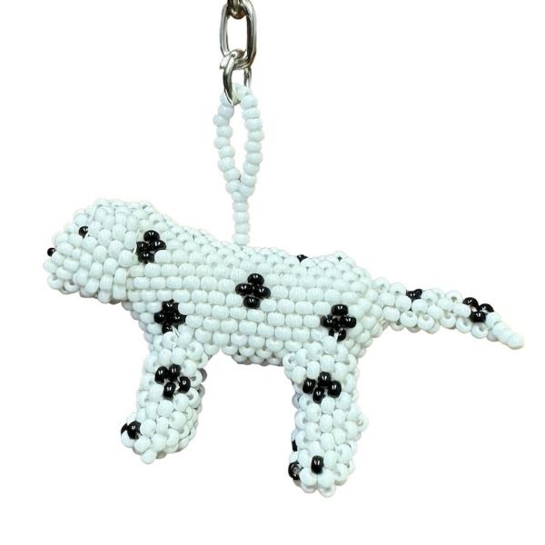 Dalmatian Beaded Keychain