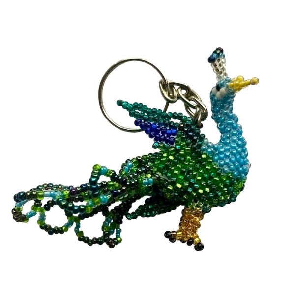 Picture of beaded multi peacock keychain