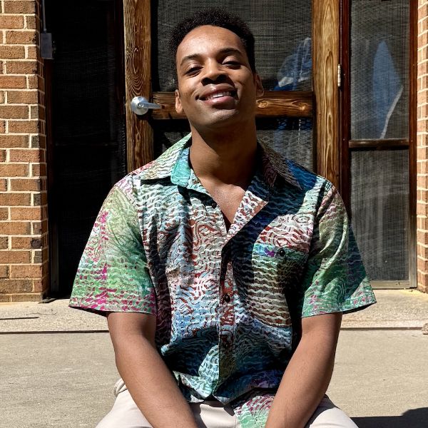 Picture of cotton batik ryan shirt - blue patterns