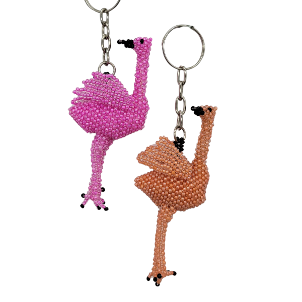 Flamingo Beaded Keychain