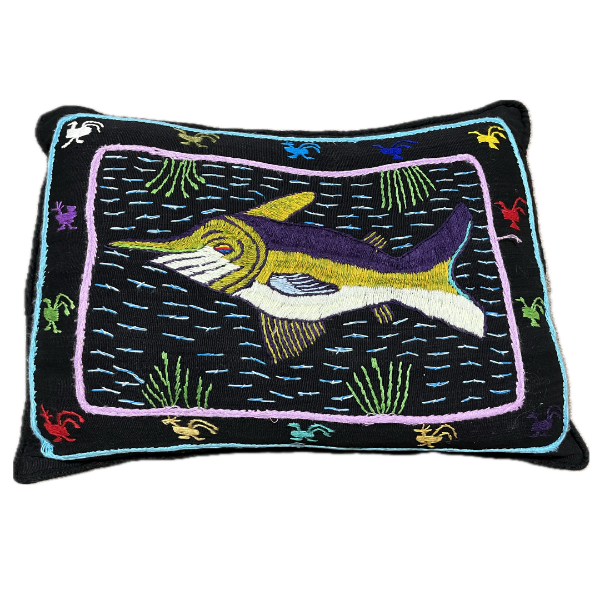 Picture of embroidered animal pillow cover