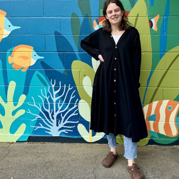 Picture of long button up hoodie jacket 