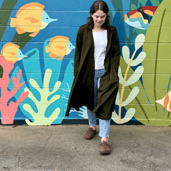 Long Button Up Hooded Jacket