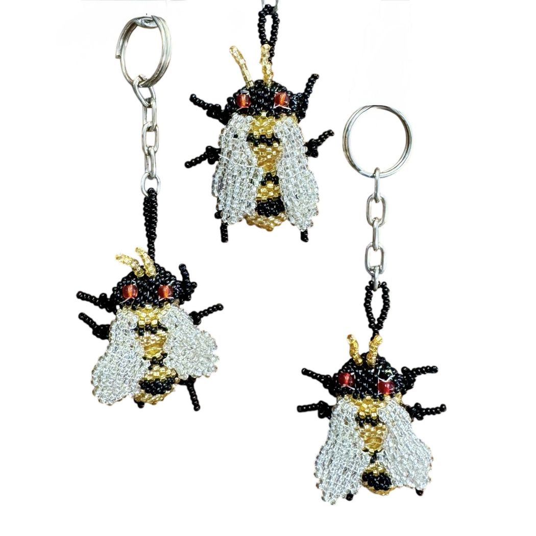 Picture of beaded bumblebee keychain