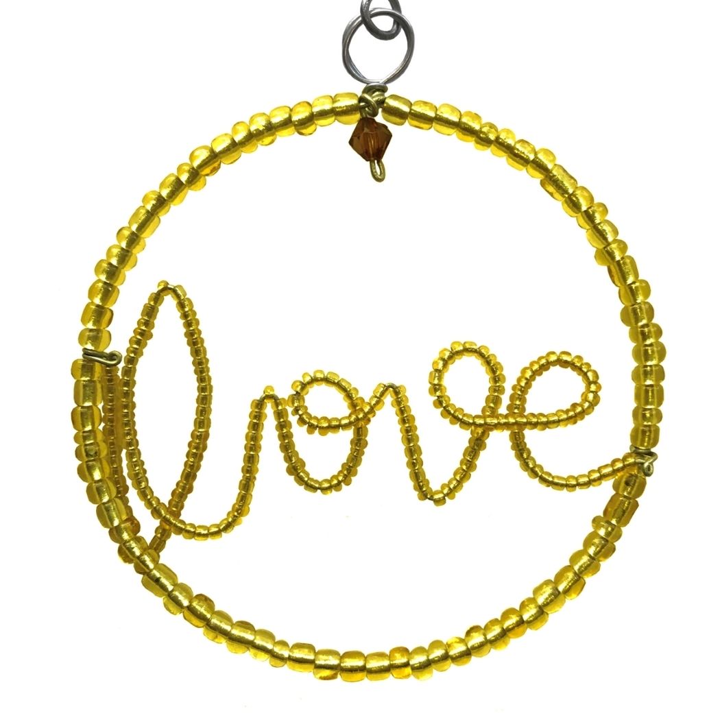 Picture of love beaded wire ornament