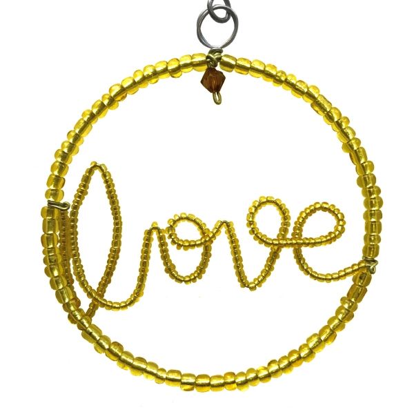 Picture of love beaded wire ornament