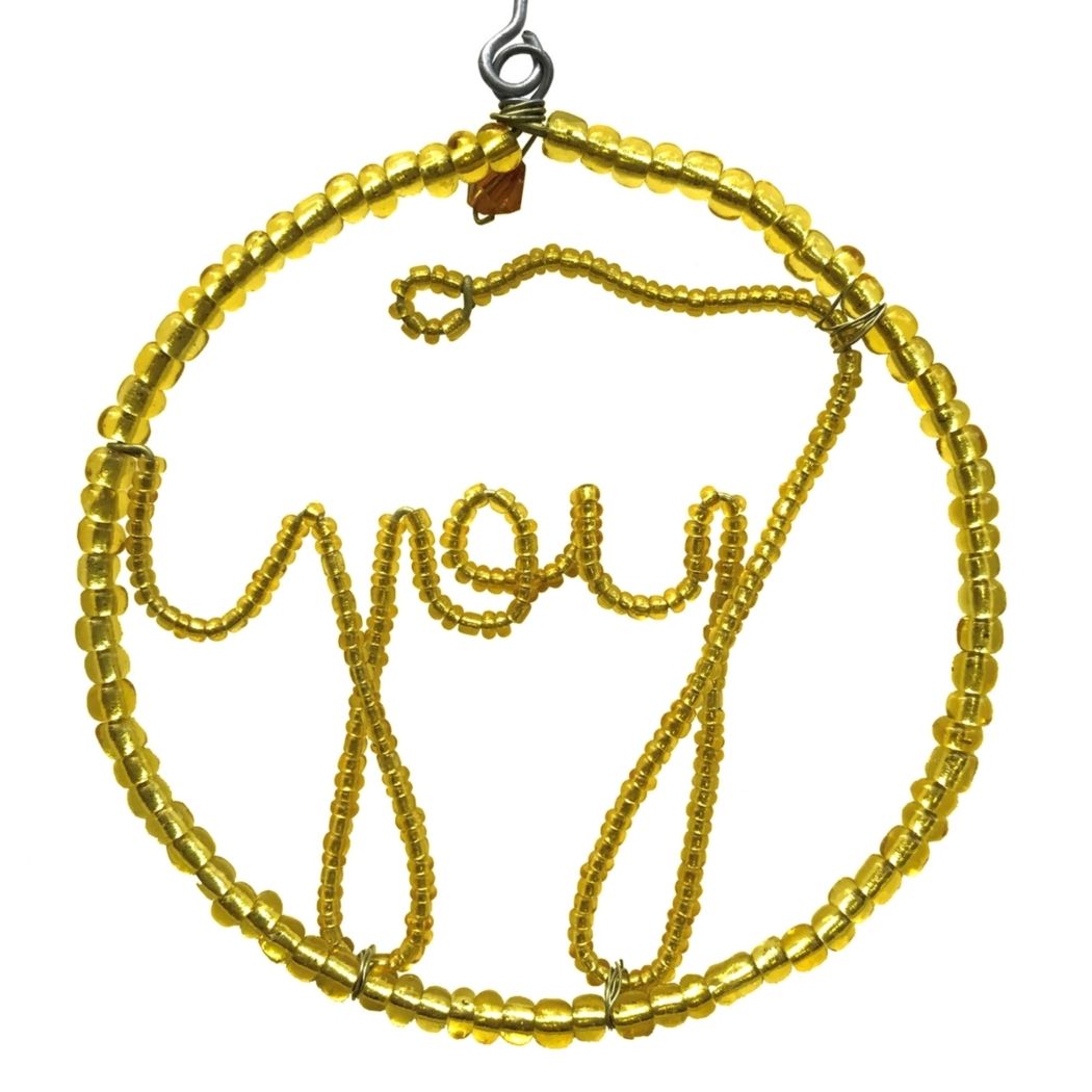 Picture of joy beaded wire ornament