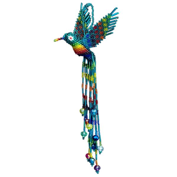 Picture of long-tailed beaded crystal bird ornament