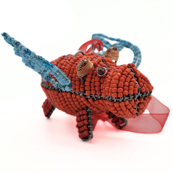 Picture of flying hippo beaded wire ornament