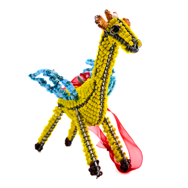 Picture of flying giraffe beaded wire ornament