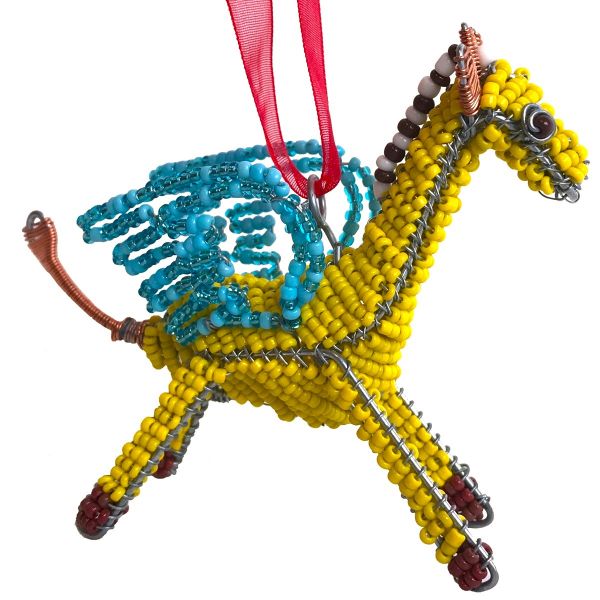 Picture of flying giraffe beaded wire ornament