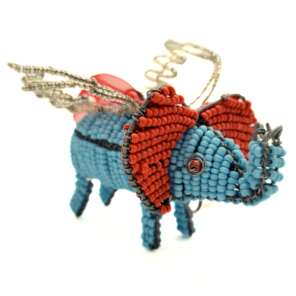 Picture of flying elephant beaded wire ornament