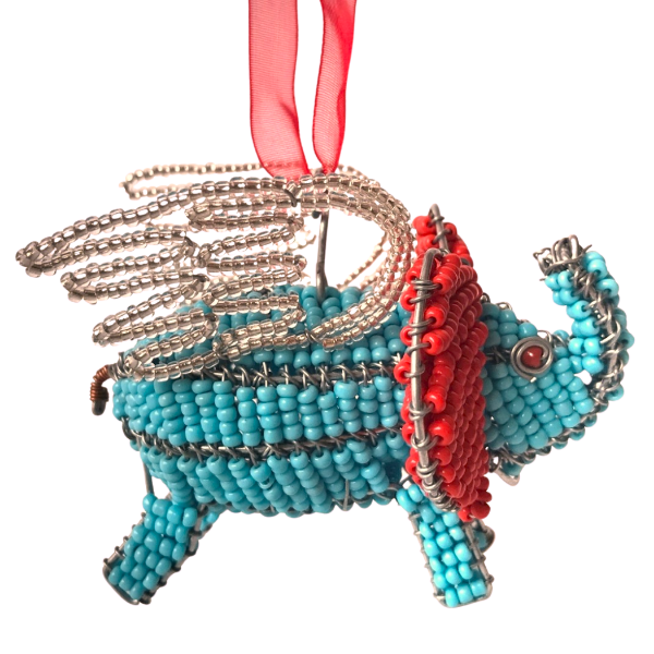 Picture of flying elephant beaded wire ornament