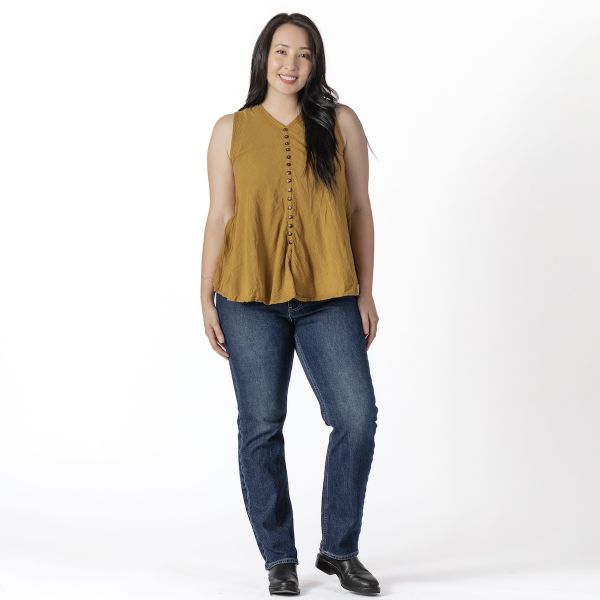 Picture of gauzy sleeveless coco button top