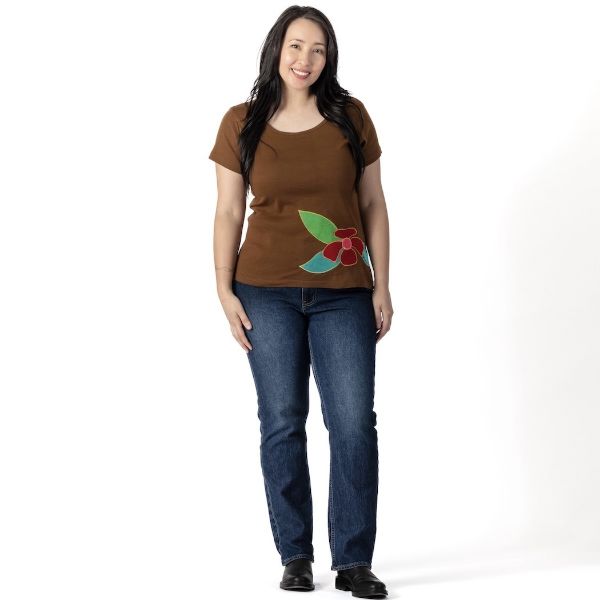 Repurposed Flour Sack Scoop Neck Fitted T-Shirt