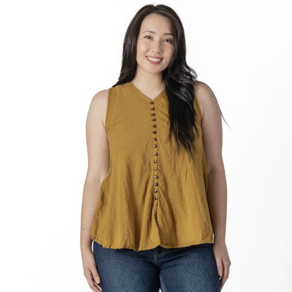 Picture of gauzy sleeveless coco button top