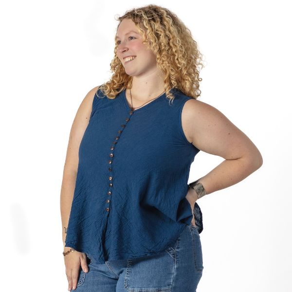 Picture of gauzy sleeveless coco button top