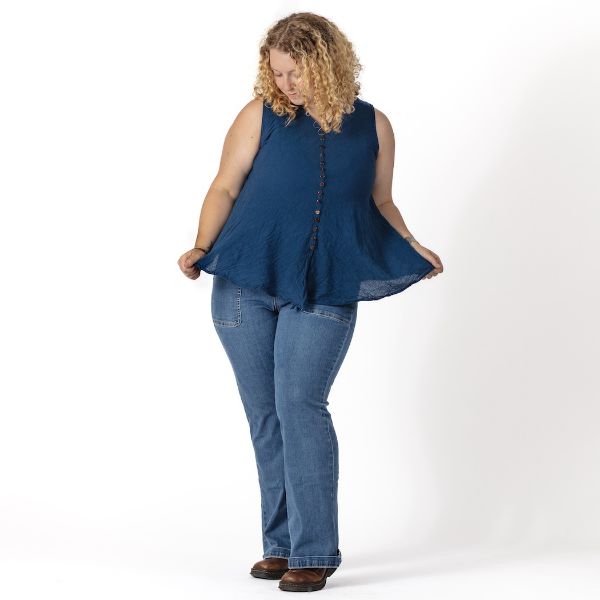 Picture of gauzy sleeveless coco button top