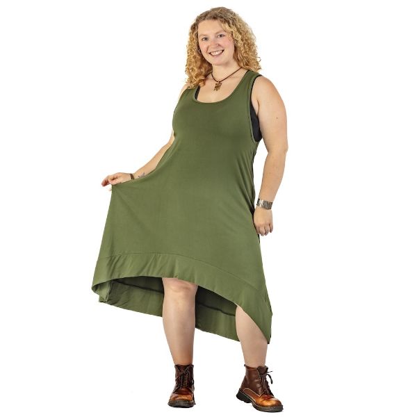 	Olive Green Chloe Sleeveless High-Low Tunic
