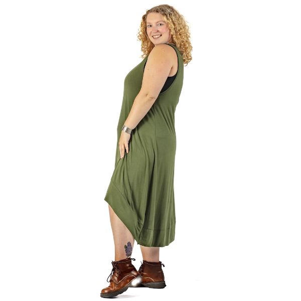 	Olive Green Chloe Sleeveless High-Low Tunic