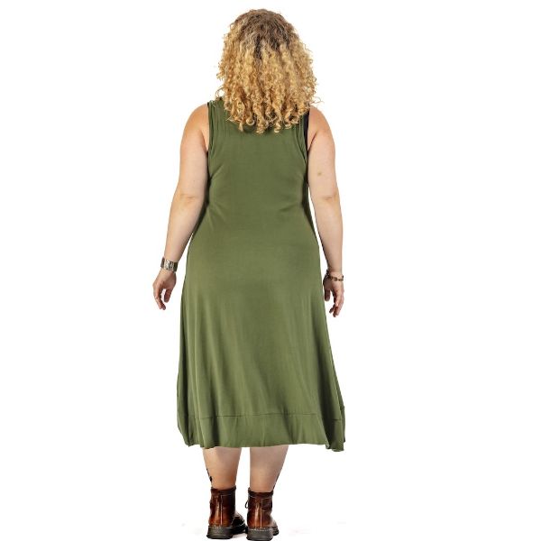 	Olive Green Chloe Sleeveless High-Low Tunic (Back)