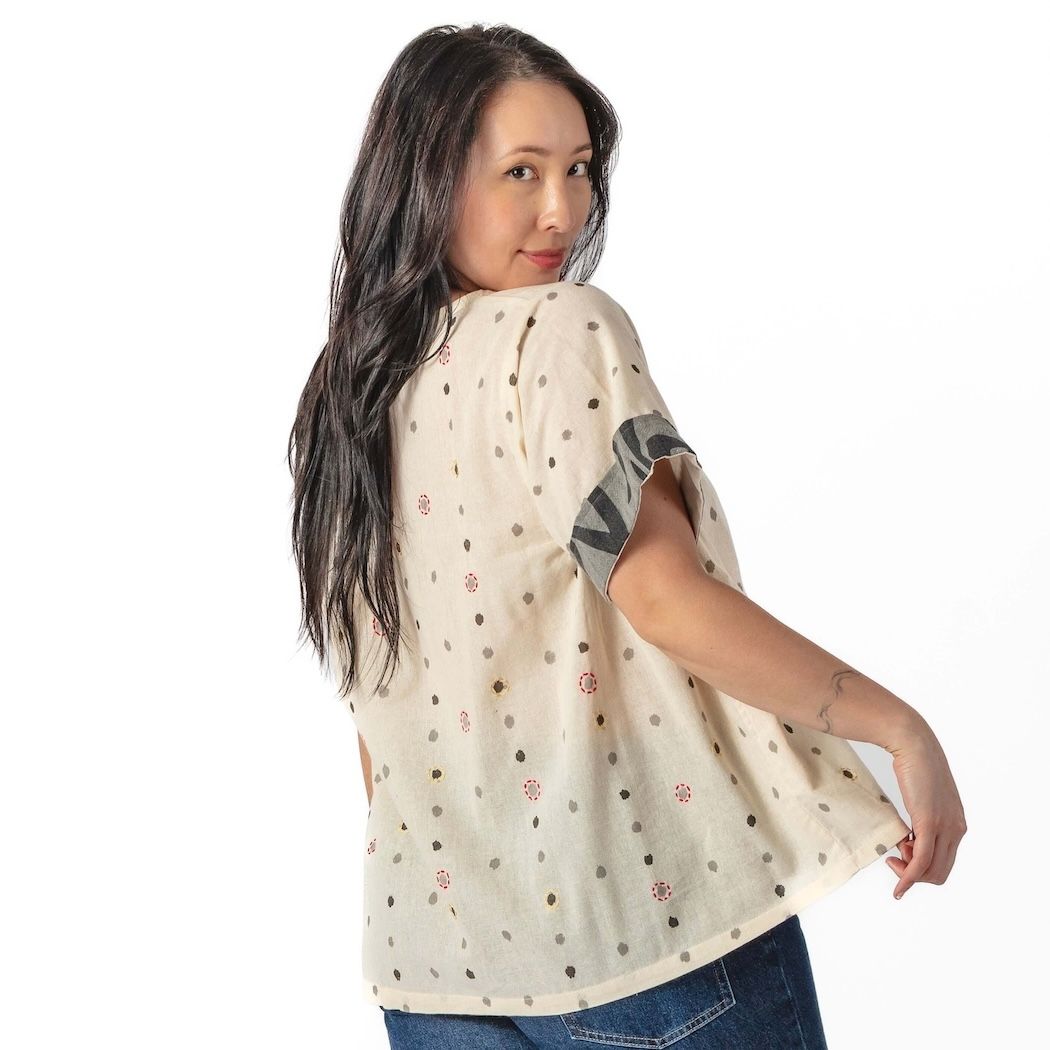 Dots Embroidered Short Sleeve Top