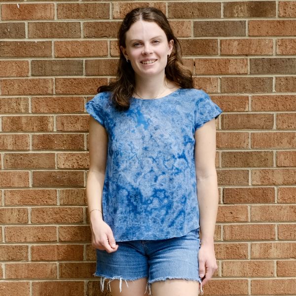 Indigo Cap Sleeve Boat Neck Top